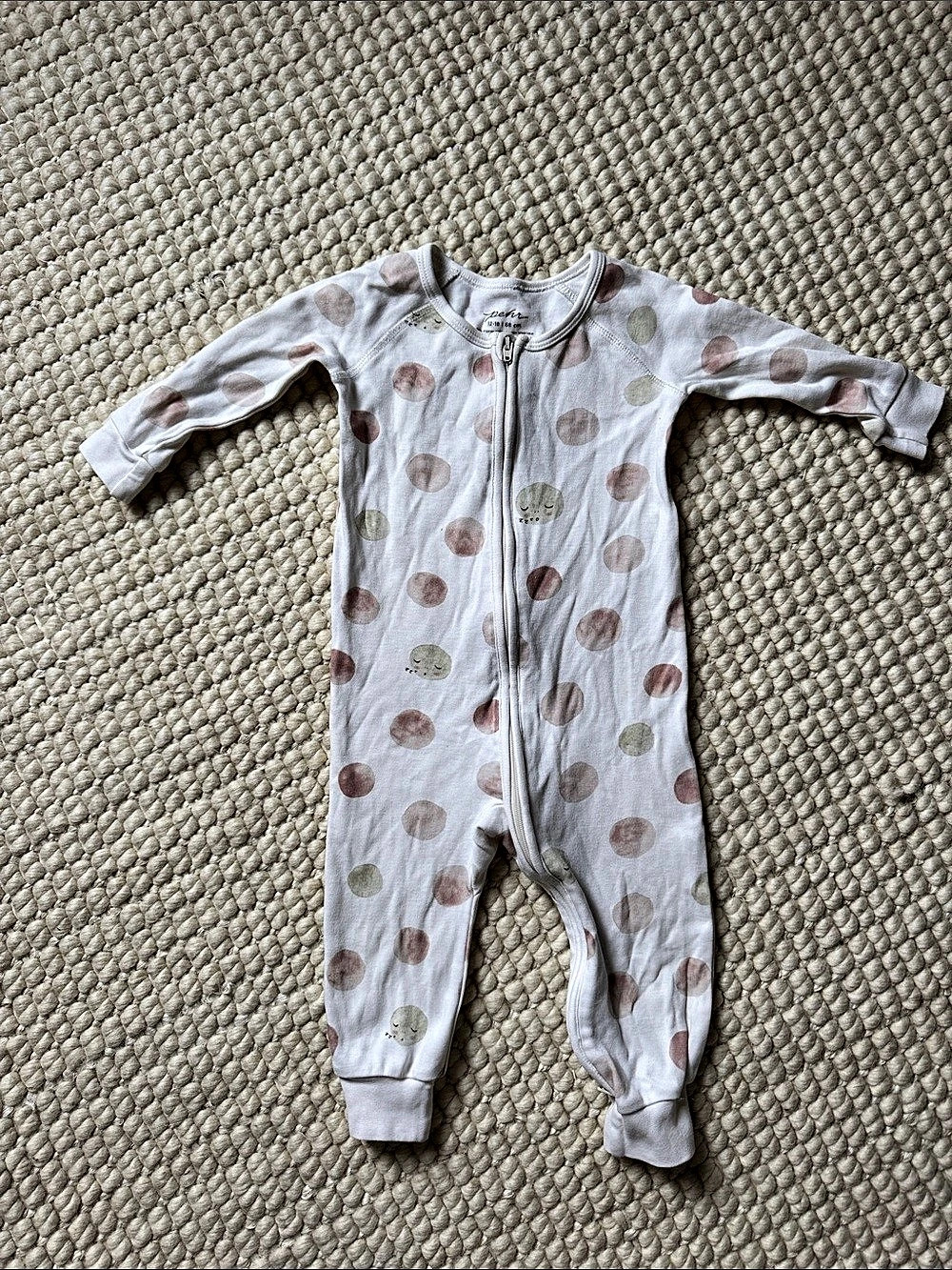 Pehr Over the Moon Organic Baby Sleeper Baby Polka Dot Footie White & Pink